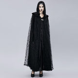 Maxbell Gothic Steampunk Witch Cape Black Hooded Lace Long Coat Cloak Cape Costume