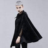 Maxbell Steampunk Womens Witch Cape Black Hooded Midi Cloak Coat Holloween Costumes