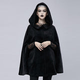 Maxbell Steampunk Womens Witch Cape Black Hooded Midi Cloak Coat Holloween Costumes