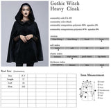 Maxbell Steampunk Womens Witch Cape Black Hooded Midi Cloak Coat Holloween Costumes