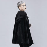 Maxbell Steampunk Womens Witch Cape Black Hooded Midi Cloak Coat Holloween Costumes