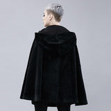 Maxbell Steampunk Womens Witch Cape Black Hooded Midi Cloak Coat Holloween Costumes
