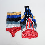 Maxbell Men's Sexy Elastic Halter Body Chest Strap Harness Top Briefs Set Blue
