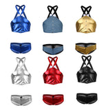 Maxbell Men's Sexy Elastic Halter Body Chest Strap Harness Top Briefs Set Blue