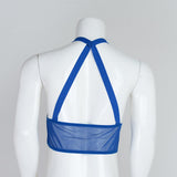 Maxbell Men's Sexy Elastic Halter Body Chest Strap Harness Top Briefs Set Blue