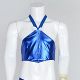 Maxbell Men's Sexy Elastic Halter Body Chest Strap Harness Top Briefs Set Blue