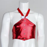 Maxbell Men's Sexy Elastic Halter Body Chest Strap Harness Top Briefs Set Red