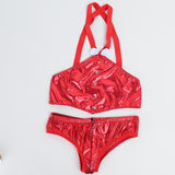 Maxbell Men's Sexy Elastic Halter Body Chest Strap Harness Top Briefs Set Red