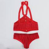 Maxbell Men's Sexy Elastic Halter Body Chest Strap Harness Top Briefs Set Red
