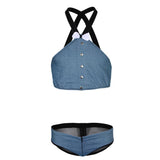 Maxbell Men's Sexy Elastic Halter Body Chest Strap Harness Top Briefs Set Light Blue