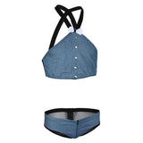 Maxbell Men's Sexy Elastic Halter Body Chest Strap Harness Top Briefs Set Light Blue