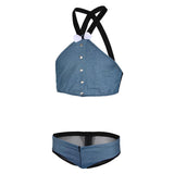 Maxbell Men's Sexy Elastic Halter Body Chest Strap Harness Top Briefs Set Light Blue