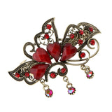 Maxbell Antique Metal Floral French Spring Barrette Hair Clips Accessories Red