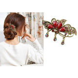 Maxbell Antique Metal Floral French Spring Barrette Hair Clips Accessories Red