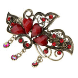Maxbell Antique Metal Floral French Spring Barrette Hair Clips Accessories Red