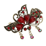 Maxbell Antique Metal Floral French Spring Barrette Hair Clips Accessories Red