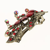 Maxbell Antique Metal Floral French Spring Barrette Hair Clips Accessories Red