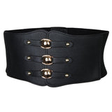 Women's Retro Steampunk Leather Waist Belt Cincher Waspie Elastic Corset Band