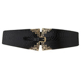 Maxbell Women's Elastic Stretchy Wide Waist Cinch Belt Fashion Dress Waistband Black
