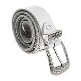 Maxbell Ladies Western Crystal Studded Rhinestone Bling Cowgirl Leather Belts White