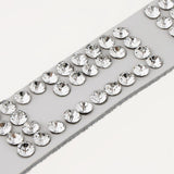 Maxbell Ladies Western Crystal Studded Rhinestone Bling Cowgirl Leather Belts White