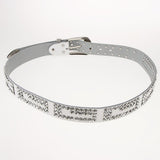 Maxbell Ladies Western Crystal Studded Rhinestone Bling Cowgirl Leather Belts White