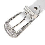Maxbell Ladies Western Crystal Studded Rhinestone Bling Cowgirl Leather Belts White