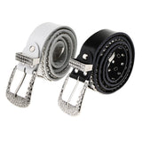 Maxbell Ladies Western Crystal Studded Rhinestone Bling Cowgirl Leather Belts White