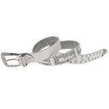 Maxbell Ladies Western Crystal Studded Rhinestone Bling Cowgirl Leather Belts White