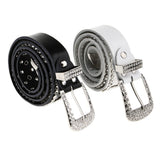 Maxbell Ladies Western Crystal Studded Rhinestone Bling Cowgirl Leather Belts White