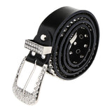 Maxbell Ladies Western Crystal Studded Rhinestone Bling Cowgirl Leather Belts Black