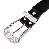 Maxbell Ladies Western Crystal Studded Rhinestone Bling Cowgirl Leather Belts Black