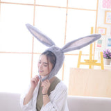 Long Ears Plush Cartoon Rabbit Animal Hat Party Costume Photo Props Gray