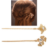 Maxbell Women's Vintage Chinese Gold Leaves Pearls Hair Pin Hair Stick Gold design 1