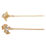 Maxbell Women's Vintage Chinese Gold Leaves Pearls Hair Pin Hair Stick Gold design 1
