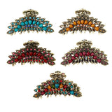 Maxbell Women Large Hair Claw Jaw Clips Metal Rhinestones Crystal Hairpin Red