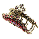 Maxbell Women Large Hair Claw Jaw Clips Metal Rhinestones Crystal Hairpin Red