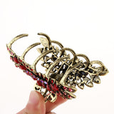 Maxbell Women Large Hair Claw Jaw Clips Metal Rhinestones Crystal Hairpin Red
