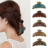 Maxbell Women Large Hair Claw Jaw Clips Metal Rhinestones Crystal Hairpin Red