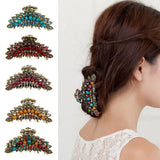 Maxbell Women Large Hair Claw Jaw Clips Metal Rhinestones Crystal Hairpin Red