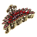 Maxbell Women Large Hair Claw Jaw Clips Metal Rhinestones Crystal Hairpin Red