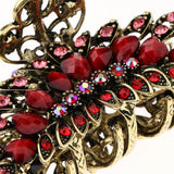 Maxbell Women Large Hair Claw Jaw Clips Metal Rhinestones Crystal Hairpin Red