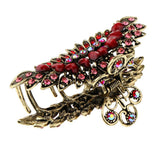 Maxbell Women Large Hair Claw Jaw Clips Metal Rhinestones Crystal Hairpin Red