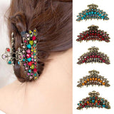 Maxbell Women Large Hair Claw Jaw Clips Metal Rhinestones Crystal Hairpin Red