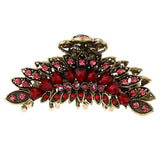 Maxbell Women Large Hair Claw Jaw Clips Metal Rhinestones Crystal Hairpin Red
