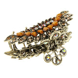 Maxbell Women Large Hair Claw Jaw Clips Metal Rhinestones Crystal Hairpin Brown