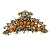 Maxbell Women Large Hair Claw Jaw Clips Metal Rhinestones Crystal Hairpin Brown