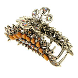 Maxbell Women Large Hair Claw Jaw Clips Metal Rhinestones Crystal Hairpin Brown