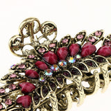 Maxbell Women Large Hair Claw Jaw Clips Metal Rhinestones Crystal Hairpin Purple