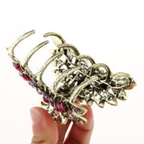 Maxbell Women Large Hair Claw Jaw Clips Metal Rhinestones Crystal Hairpin Purple